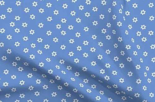 Spoonflower Tela - Star of David Hanukkah Blue Winter Menorah Impreso en tela de gasa Fat Quarter - Costura Ropa de moda Vestidos Decoración del
