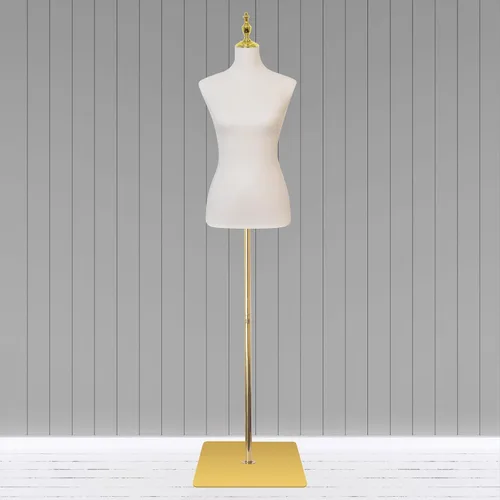 Miniatura 5 de Maniquí femenino, maniquí ajustable de 54" a 76" de altura con torso y soporte metálico y superficies de cuero para mostrar faldas y camisas