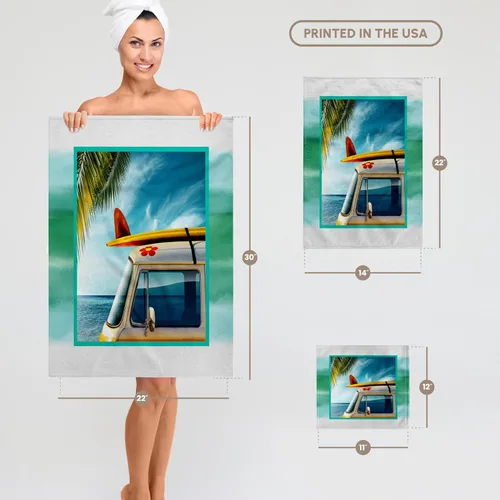 Miniatura 5 de 3dRose - Vintage Van with Surfboard - Towel - (twl-99540-3)