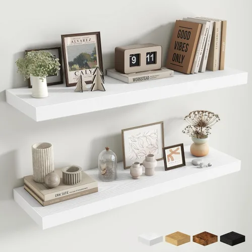 Miniatura 94 de Estantes flotantes de 48 pulgadas para pared, estante de chimenea de 10 pulgadas de profundidad, estantes flotantes de madera para pared, estantes
