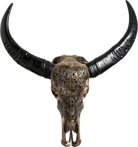 Miniatura 23 de Skull Bliss - Auténtica calavera de búfalo tallada a mano de taxidermia real/Decoración de pared única con calavera de toro real/Decoración genuina