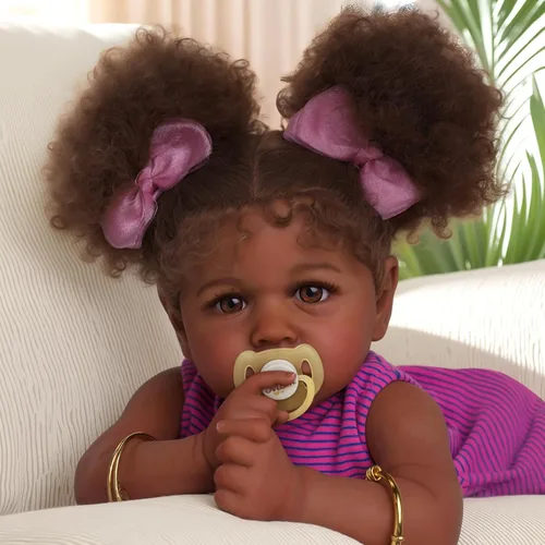 ADFO Muñecas Reborn con cuerpo blando de bebé negro - Muñecas de bebé realistas de 22 pulgadas (niña), tono de piel caramelo, muñeca de bebé de la