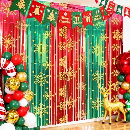 Miniatura 22 de Paquete de 4 cortinas de flecos de papel de aluminio negro, fondo de oropel metálico con purpurina para cumpleaños, bodas, despedidas de soltera