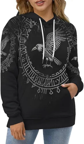 Miniatura 6 de ENLACHIC Sudadera con capucha con estampado digital 3D de tatuaje vikingo para hombre