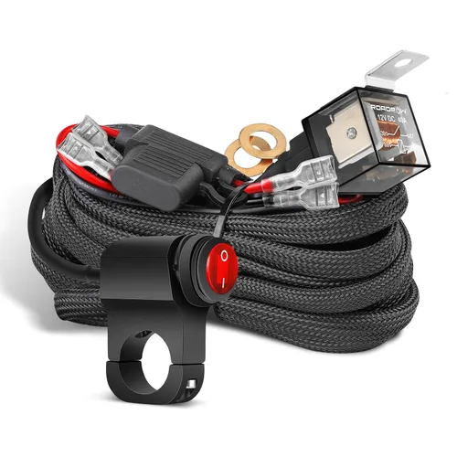 Miniatura 8 de Arnés de Cableado de 1 Cable, Nirider Interruptor de Manillar de Motocicleta 12V Relé de 40A Fusible Kit de Arnés de Cableado de Nylon para Barras