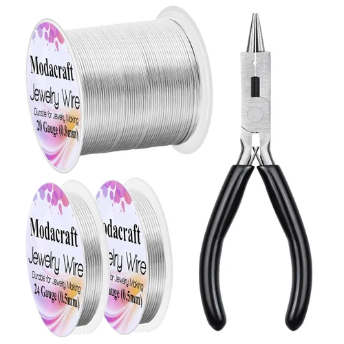 Miniatura 10 de Alambre de plata de calibre 20 para hacer joyas con alicates 4 en 1 Modacraft de 82 pies, alambre para manualidades de 0.8mm, alambre de cobre