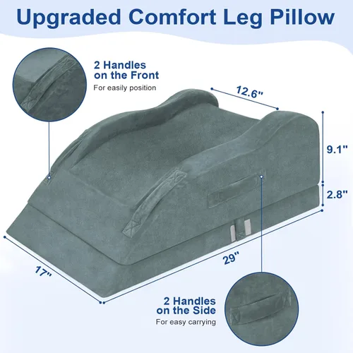 Miniatura 3 de KingPavonini Adjustable Leg Elevation Pillows for After Surgery, Ergonomic Curve Keeps Knee Straight, Memory Foam Leg Pillow Elevation for Blood