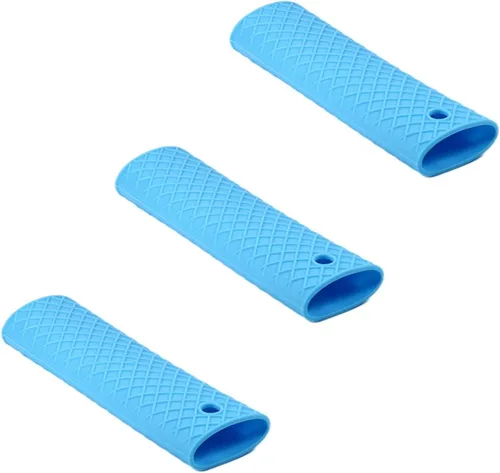 Miniatura 15 de Bettomshin 3 soportes de silicona para mango caliente, 6.102 in/6.1 pulgadas, funda antideslizante de silicona para ollas, resistente al calor, Negro