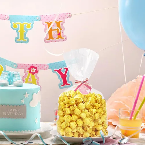 Miniatura 4 de Bolsas de celofán con fondo plano Yotelab, 5x3x12 Pulgadas Bolsas de celofán con fuelle con inserción de papel, 100 piezas