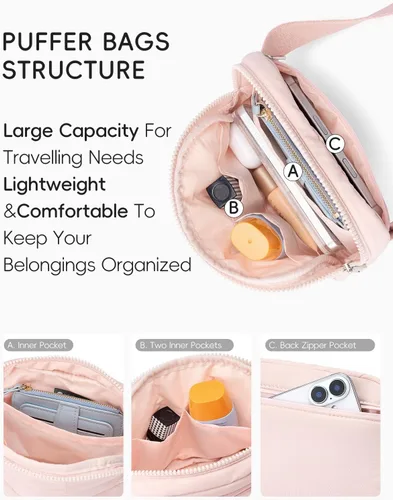 Miniatura 68 de WESTBRONCO Riñoneras para mujeres y hombres, bolsa para cinturón con bolsillos con cremallera, riñoneras modernas, bolsas cruzadas ligeras de 1