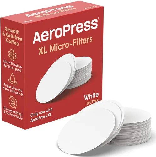 Miniatura 10 de AeroPress Microfiltros de papel blanco XL para cafetera, filtros de café compostables hechos de papel blanco, sin cloro, se adapta a cafeteras
