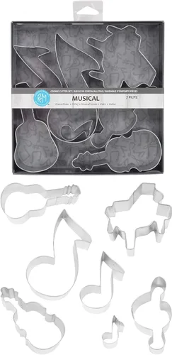 Miniatura 3 de R&M International Cortadores de galletas musicales, piano, 3 notas musicales, clave G, guitarra, violín, juego de 6 piezas