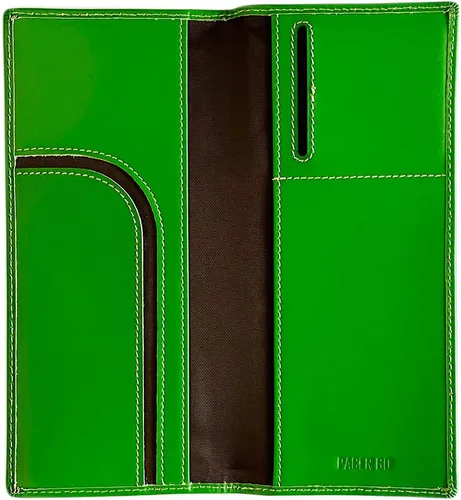 Miniatura 6 de Pacer Go Cartera de viaje larga delgada con bloqueo RFID de cuero genuino, Verde, Minimalista