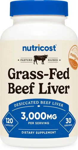 Miniatura 9 de Nutricost Cápsulas de Hígado de Res Desecado Alimentado con Pasto 3000mg Por Porción (750mg Por Cápsula), 240 Cápsulas para 60 Porciones - Sin