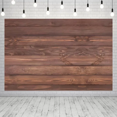 Miniatura 8 de Telón de fondo de madera para fotografía de fiesta, 8 x 8 pies, color marrón rústico, fondo de madera para fotos, fondo de panel de madera