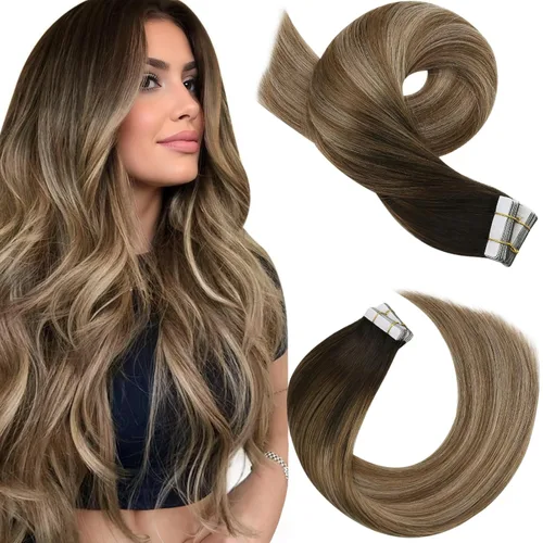Miniatura 14 de Moresoo Extensiones de cabello humano real con cinta adhesiva, sin costuras, #1 negro azabache, 20 piezas, 1.76 oz (50 g), 24 pulgadas