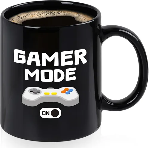 YHRJWN Regalos de juegos para hombres, taza de café Gamer Mode ON para los amantes de los juegos, idea de regalos para jugadores para Navidad,