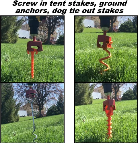 Miniatura 5 de Keyfit Tools Taladro Staker de velocidad de anclaje de tierra en tus anclajes de suelo en espiral de alta resistencia en segundos. Funciona