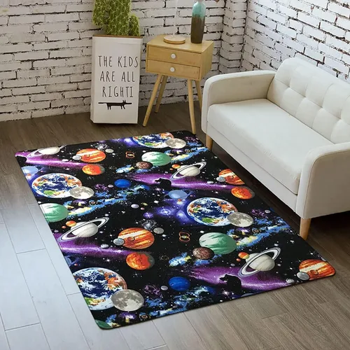 Miniatura 38 de Alfombra de espacio exterior para habitación de niños, 3 x 5 pies, alfombra Galaxy para dormitorio de niños, suave, antideslizante, sistema solar
