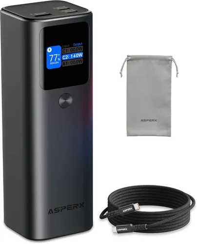 AsperX Banco de energía para portátil, 27,600 mAh, 162.5 W, cuerpo unificado de aluminio PD3.1, cargador portátil de carga rápida, banco de batería