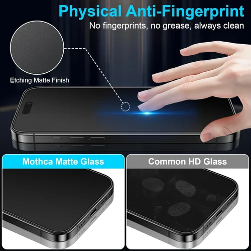 Miniatura 5 de Mothca Paquete de 2 protectores de pantalla de vidrio mate para iPhone 17 Pro Max/iPhone 16 Pro Max de 6.9 pulgadas