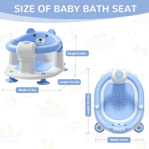 Miniatura 6 de Asiento de baño para bebés de 6 meses en adelante, asientos de baño antideslizantes para bebés sentados, silla de bañera segura para bebés y recién
