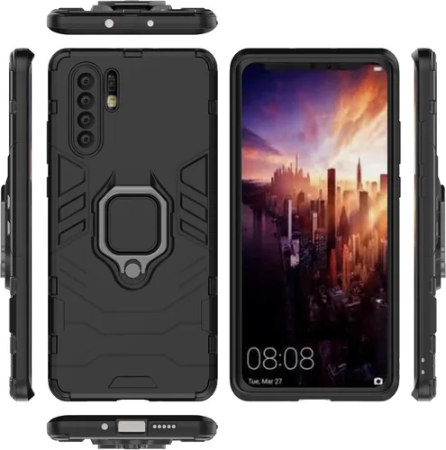 Miniatura 8 de Funda de teléfono para Huawei P30 Pro con protector de pantalla de vidrio templado y soporte magnético para anillo soporte soporte delgado