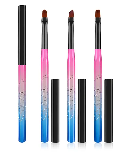 Miniatura 9 de 3 piezas de brochas de limpieza de arte de uñas, brochas de uña redondas/anguladas/planas resistentes a la acetona para remover esmalte de gel