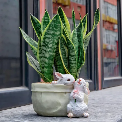 Miniatura 3 de Maceta de conejo para suculentas, macetas de jardín, maceta decorativa de conejo, macetas de dibujos animados en forma de animal, decoración