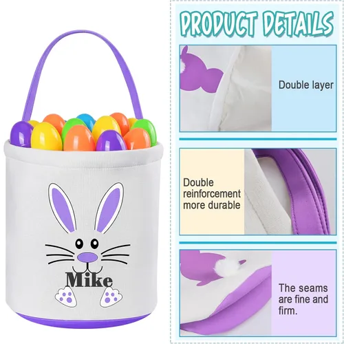 Miniatura 5 de Jocidea - Cesta de Pascua personalizada, paquete de 1 cestas de Pascua personalizadas para niñas y niños, cesta de Pascua personalizada para bebés