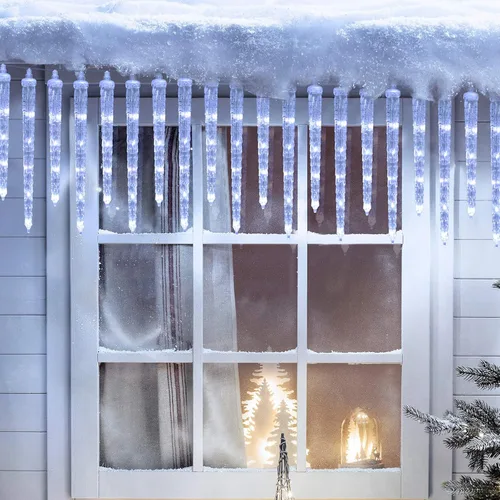 Miniatura 5 de Toodour Luces de carámbano de Navidad para exteriores, 20 tubos de 90 luces LED de carámbano con 8 modos, cadena de luz de cristal para interiores