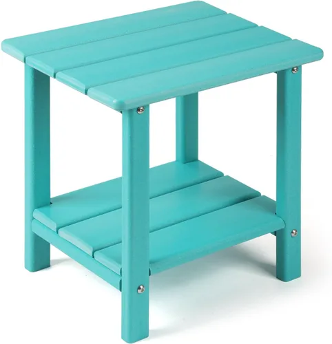 Apolimi Mesa auxiliar de patio Adirondack, mesa auxiliar de patio resistente a la intemperie de 2 niveles, mesa auxiliar sólida de 16.5" para patio,