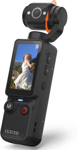 Cámara de vlogging con lente giratoria de 180°, cámara de cuerpo de bolsillo con grabación de audio y video, batería de 7 horas, cámaras POV de mano