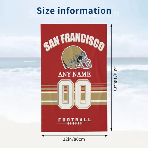 Miniatura 3 de Toallas de playa personalizadas de San Francisco, toalla de playa personalizada con número de nombre, toalla de baño suave personalizada, manta