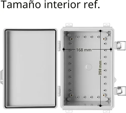 Miniatura 4 de Gratury Caja de conexiones, cubierta con bisagras, cierre de acero inoxidable IP67, carcasa de plástico impermeable, incluye placa de montaje
