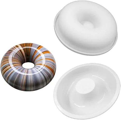 Miniatura 4 de Moldes de silicona para hornear de 7 pulgadas, moldes para pasteles de tubo estriado, moldes antiadherentes de forma redonda, aptos para horno