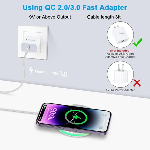Miniatura 2 de Cargador inalámbrico para iPhone 16e de 15 W, almohadilla de carga rápida para iPhone 17 Air 16 15 14 13 12, cargador inalámbrico rápido Android