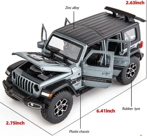 Miniatura 2 de WAKAKAC Compatible con auto de juguete Wrangler de 7 puertas 1/32 fundido a presión con sonido y luz, autos de juguete para niños de 4 a 8 años