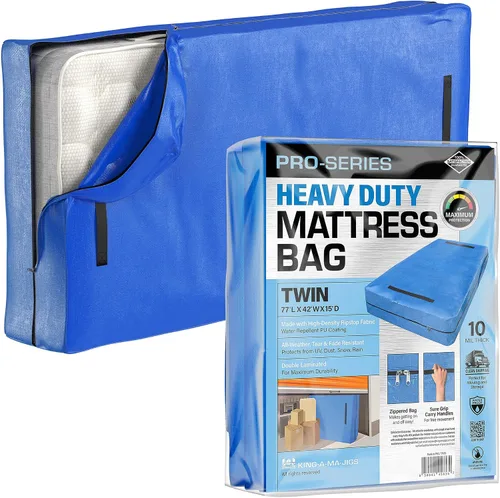 Miniatura 11 de Protector de colchón Full XL para mudanza y almacenamiento, resistente 10 mil de grosor, impermeable, para mudanzas, cremallera y 8 asas