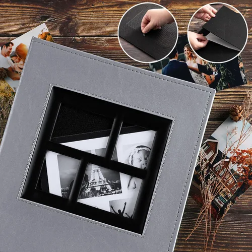 Miniatura 4 de Ywlake Álbum de fotos de 4 x 6 pulgadas, 1000 bolsillos, capacidad extragrande, para fotos familiares y de boda, capacidad para 1000 fotos Gris
