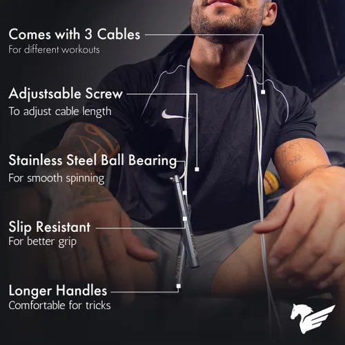 Miniatura 3 de Paquete de cuerda de salto de velocidad 3 cables para interiores, exteriores y trucos Fabricado en Estados Unidos Cuerda de saltar de alta