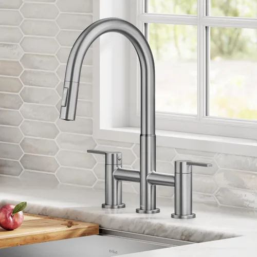 Miniatura 40 de Kraus Oletto KSF-2830BB - Pulverizador desplegable de una sola manija para grifos de cocina con sensor sin contacto en latón cepillado Bronce