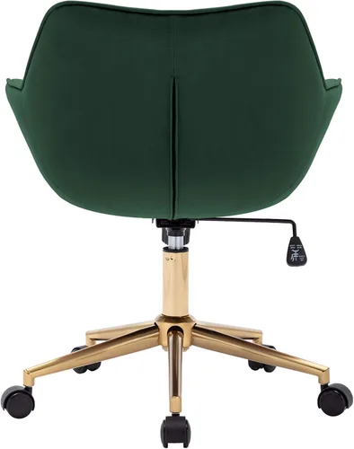 Miniatura 5 de DUHOME Silla moderna de oficina en casa, silla de escritorio de terciopelo con base de metal dorado con respaldo medio, bonita silla ergonómica