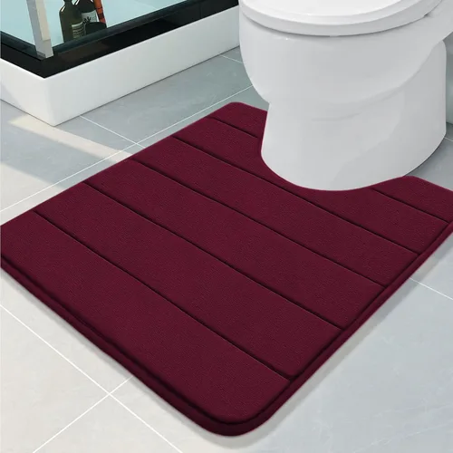 Buganda - Tapete de espuma viscoelástica para baño con contorno en forma de U, antideslizante, absorbente, grueso, suave, lavable, para base de