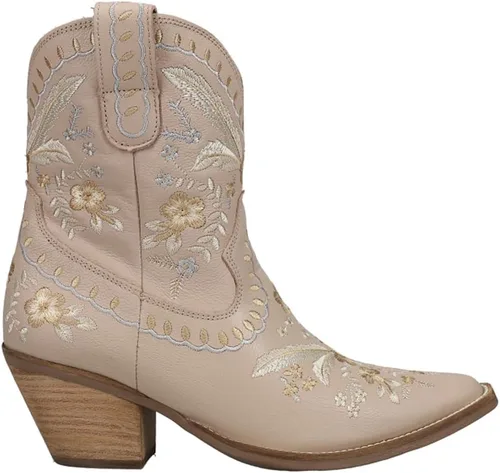 Miniatura 3 de Dingo - Botas con bordados florales de prímula para mujer, de punta triangular, tacón bajo de 1-2 pulgadas, color negro