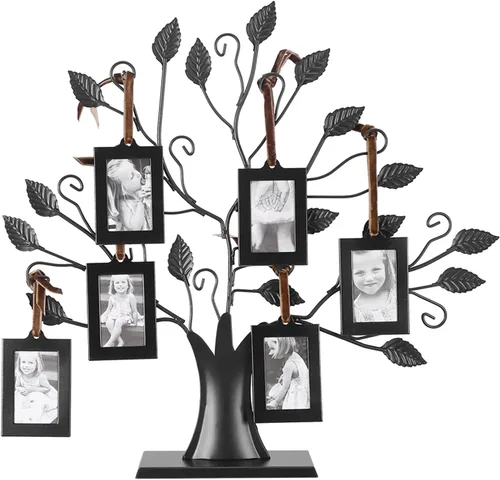 Árbol genealógico con 6-12 marcos de fotos, marcos colgantes para exhibición de fotos de moda para el hogar (2.4 x 1.8 in)