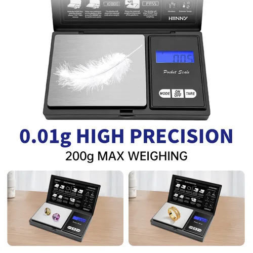 Miniatura 3 de Báscula digital de bolsillo de 7.05 oz/0.00 oz, báscula pequeña de alta precisión para joyería, mini, hierba, moneda, oro, comida de viaje portátil