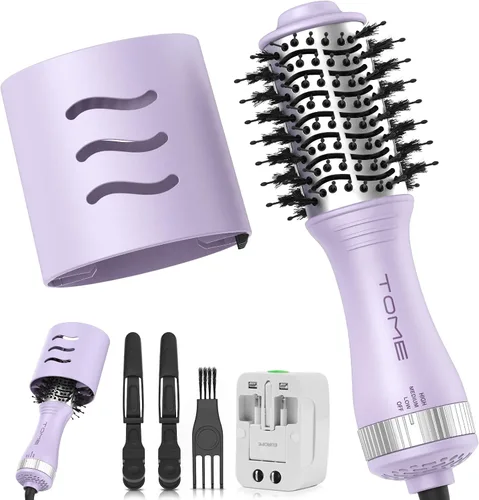 Miniatura 15 de Cepillo secador de pelo, cepillo secador de pelo de 1200 W en uno, cepillo de aire caliente redondo de 1.772 in para volumen y golpes suaves, doble