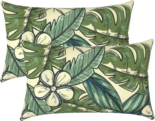 Miniatura 41 de LVTXIII Juego de 2 almohadas lumbares para patio, 12 x 20 pulgadas, resistentes a la decoloración, para exteriores con interiores, cojines lumbares