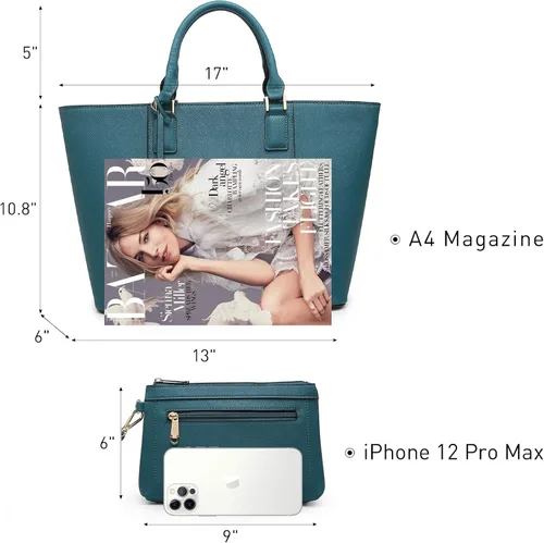 Miniatura 5 de DASEIN - Bolsa de mano para mujer bolsa tipo bandolera asa superior bolsa plana para trabajar